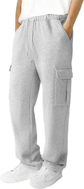 Men's Fleece Cargo Sweatpants Loose Fit Cotton Joggers - 5 Pockets