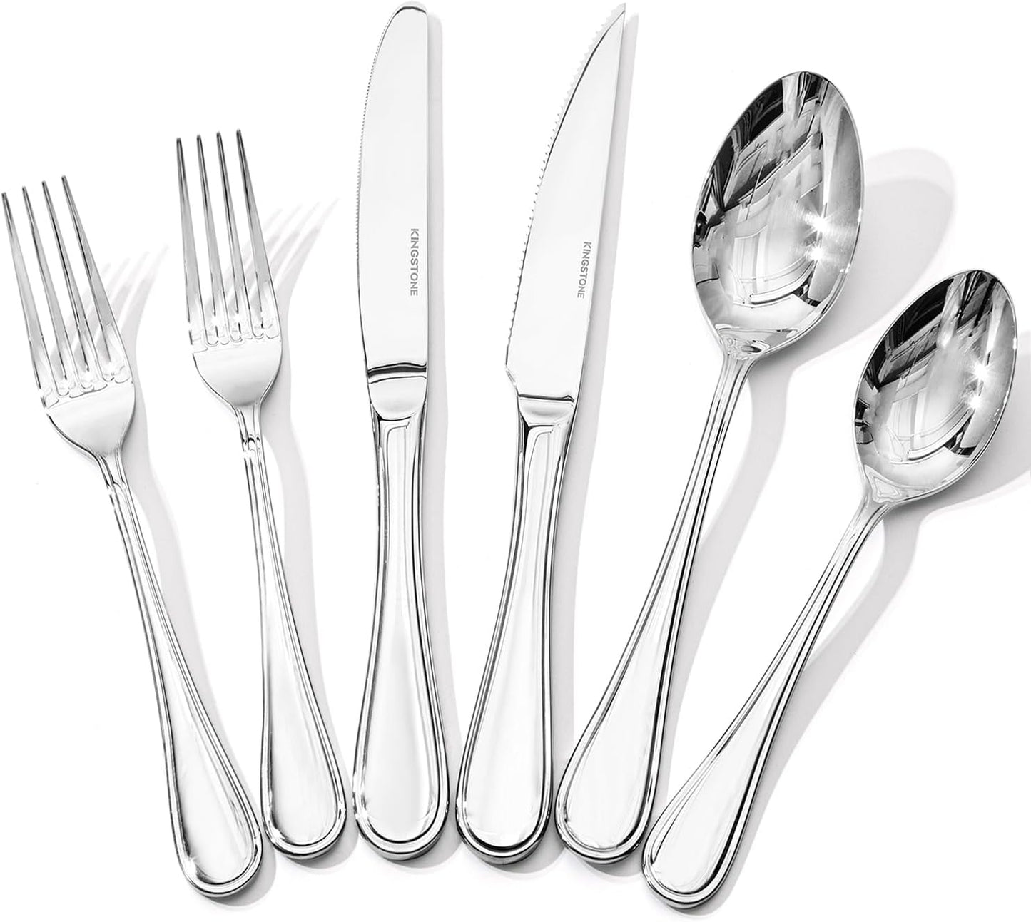 48 Piece Teardrop Silverware Set with Steak Knives for 8 People