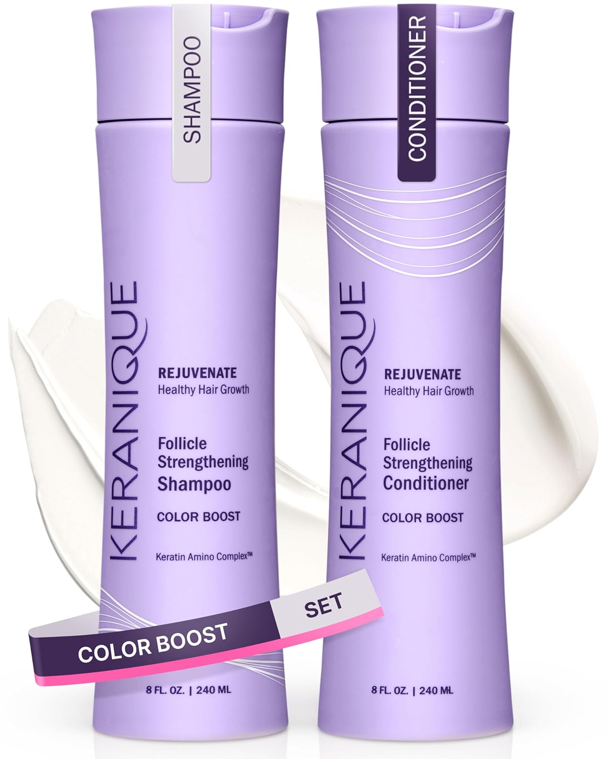 Color Safe Keranique Shampoo & Conditioner Set - Protects Color, UV Shield
