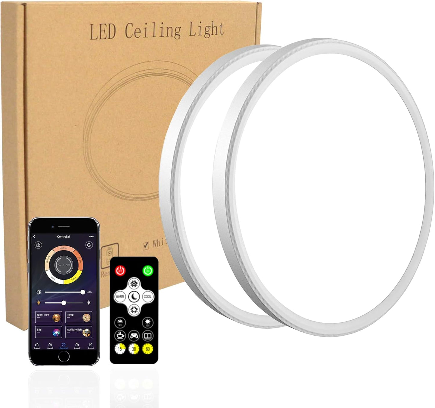 Dimmable LED Flush Mount Ceiling Light - Modern 12in 28W Brightness