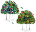 Set of 2 Outdoor Pathway Christmas Trees with Multicolor Lights