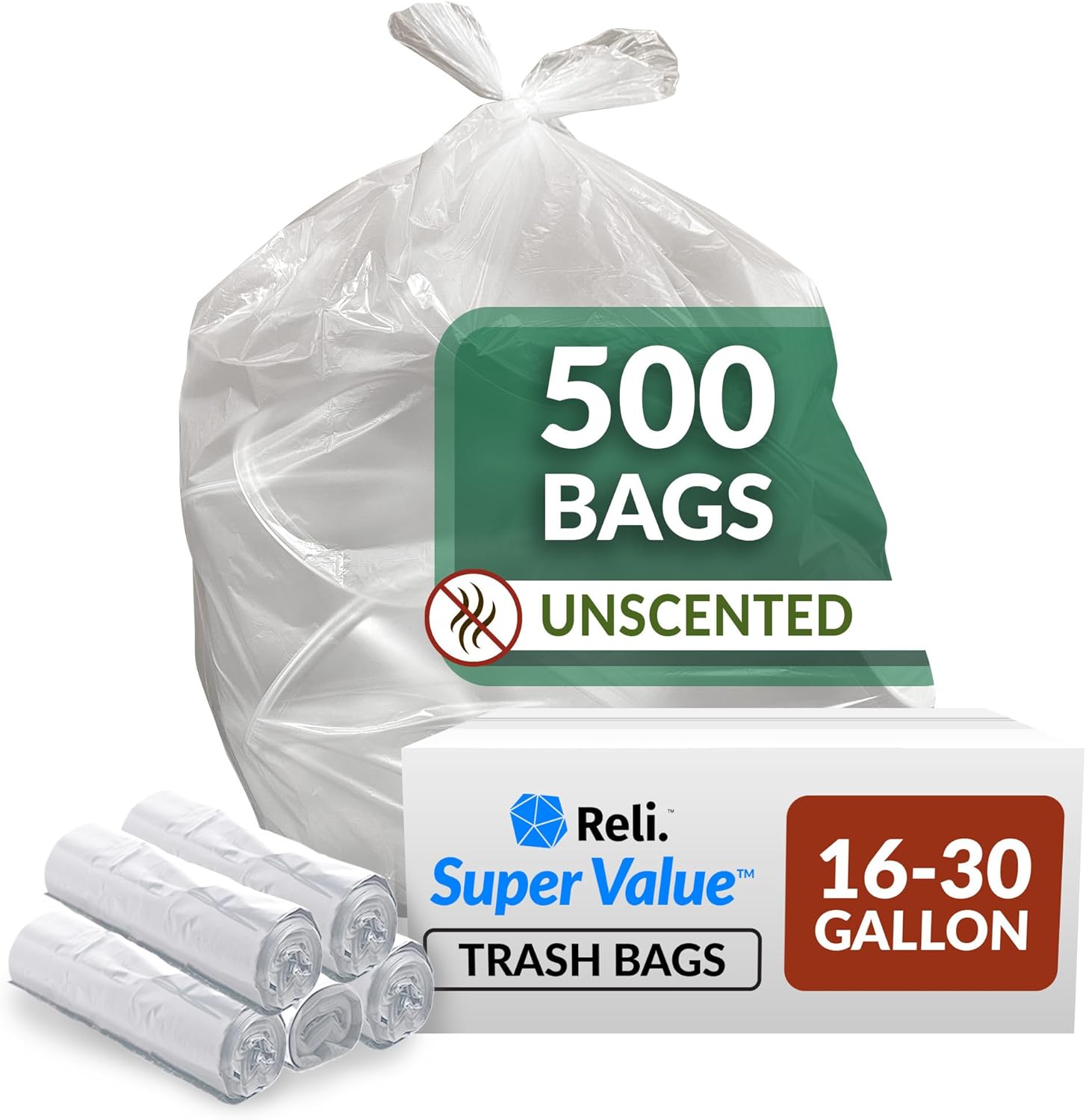 Reli. SuperValue 16-25 Gallon Trash Bags for Home and Kitchen