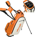 PU Leather Golf Stand Bag 14-Way Top Dividers - Lightweight 8-Pocket