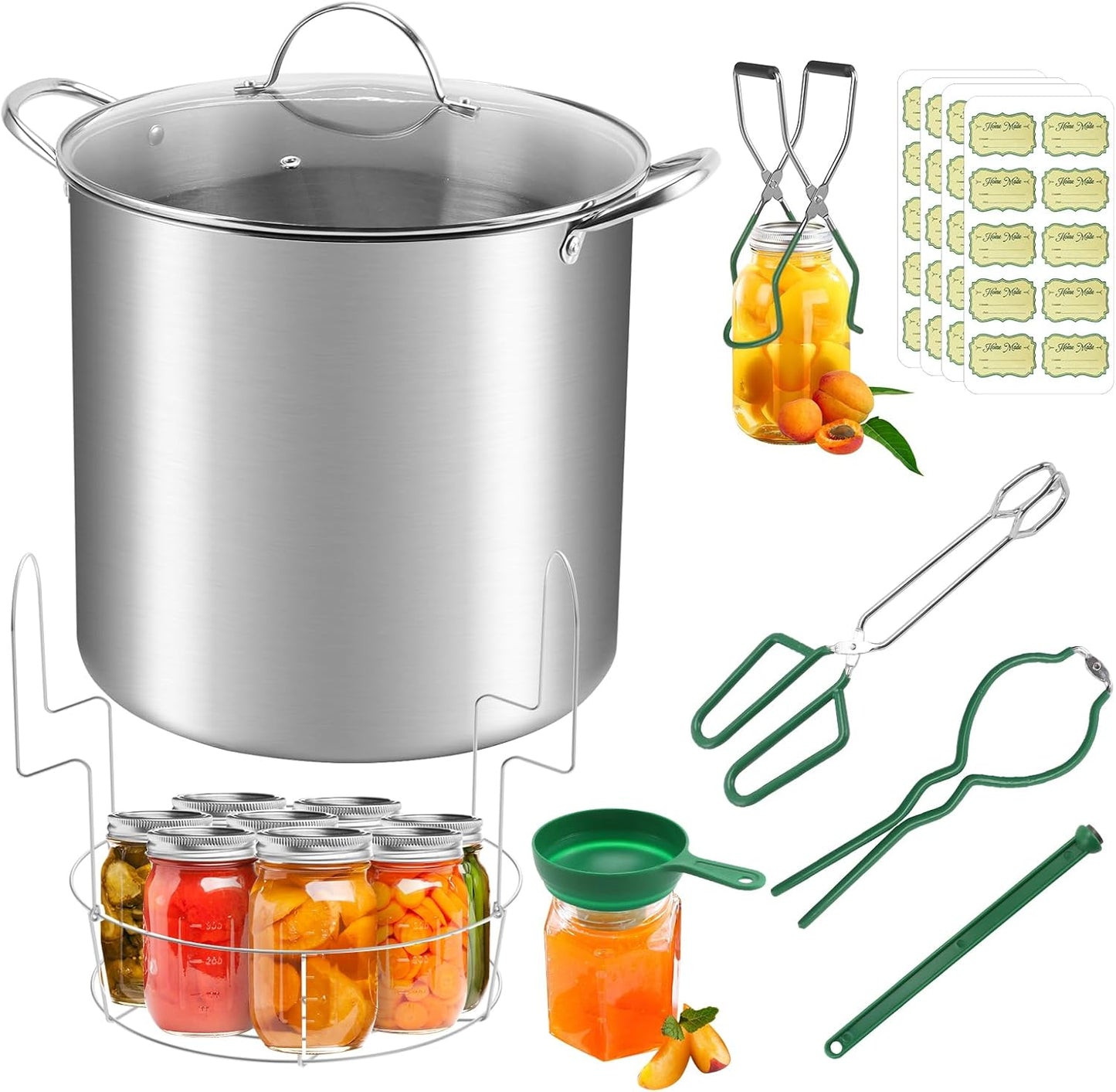 Stainless Steel 21.5QT Water Bath Canning Pot with Rack & Tools