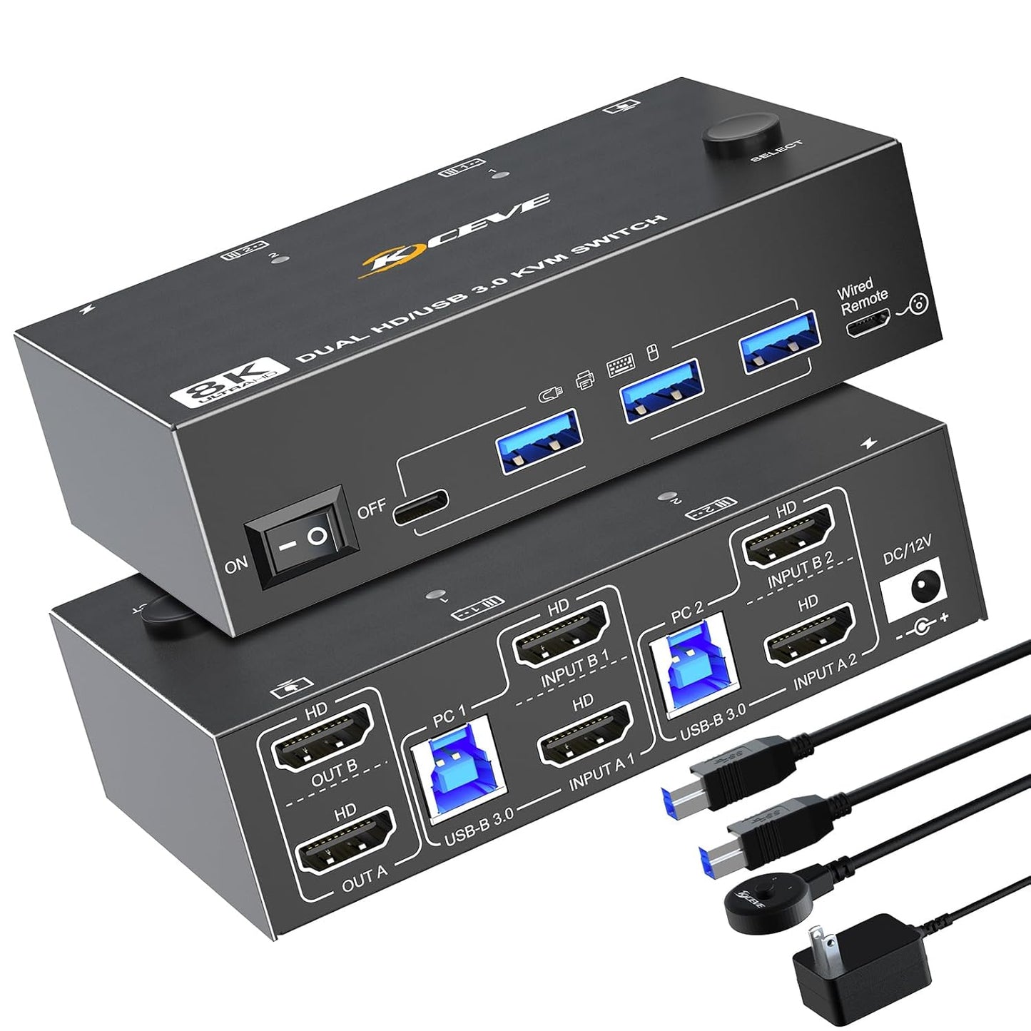 8K HDMI KVM Switch for Dual Monitors and 2 Computers Setup