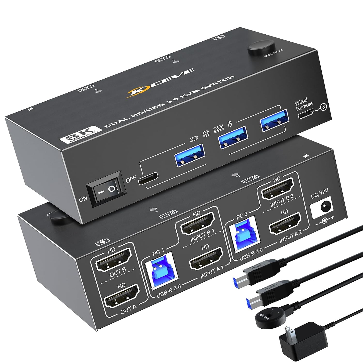 8K HDMI KVM Switch for Dual Monitors and 2 Computers Setup