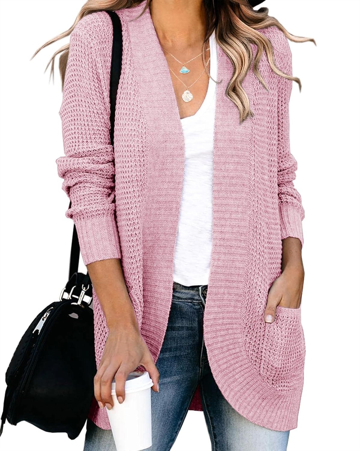 Saodimallsu Womens Loose Open Front Cardigan for Casual Style