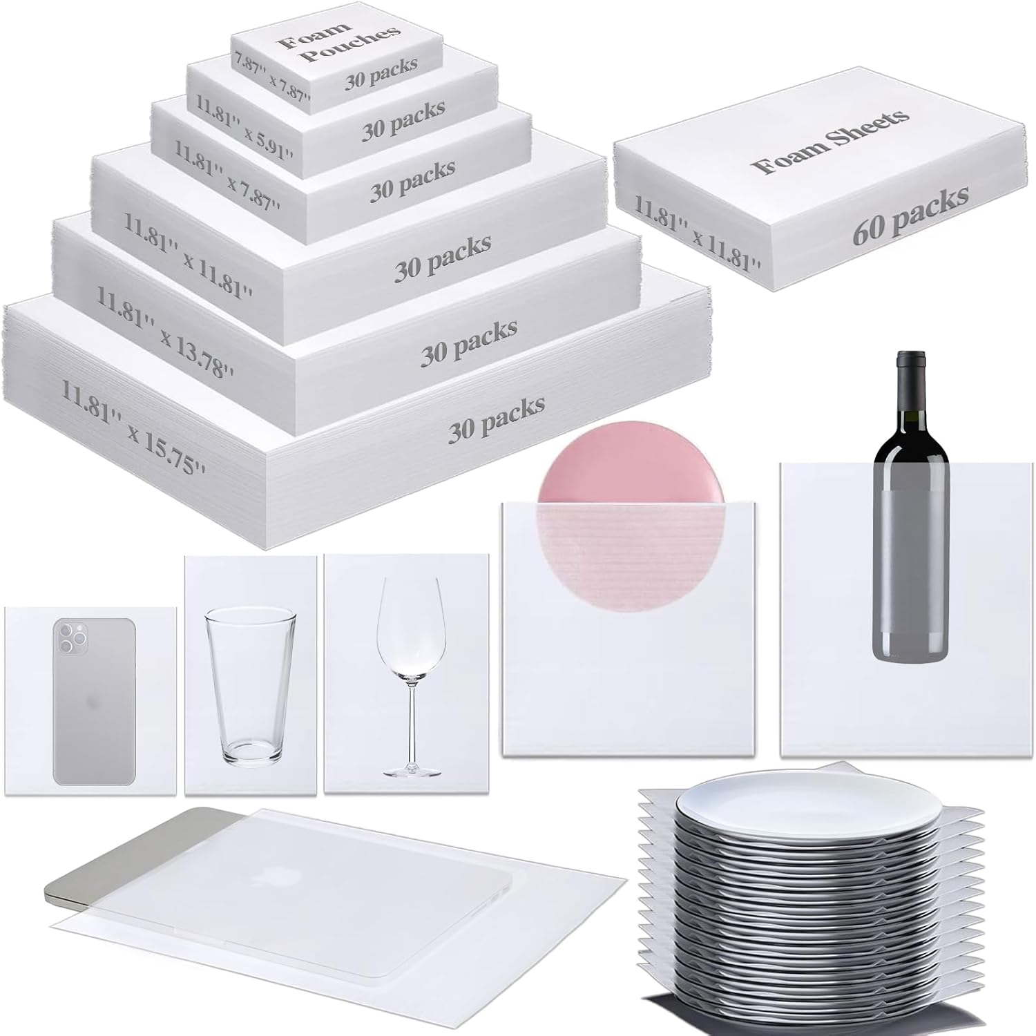 Dish Packing Supplies for Moving - 240pcs Cushion Foam Set