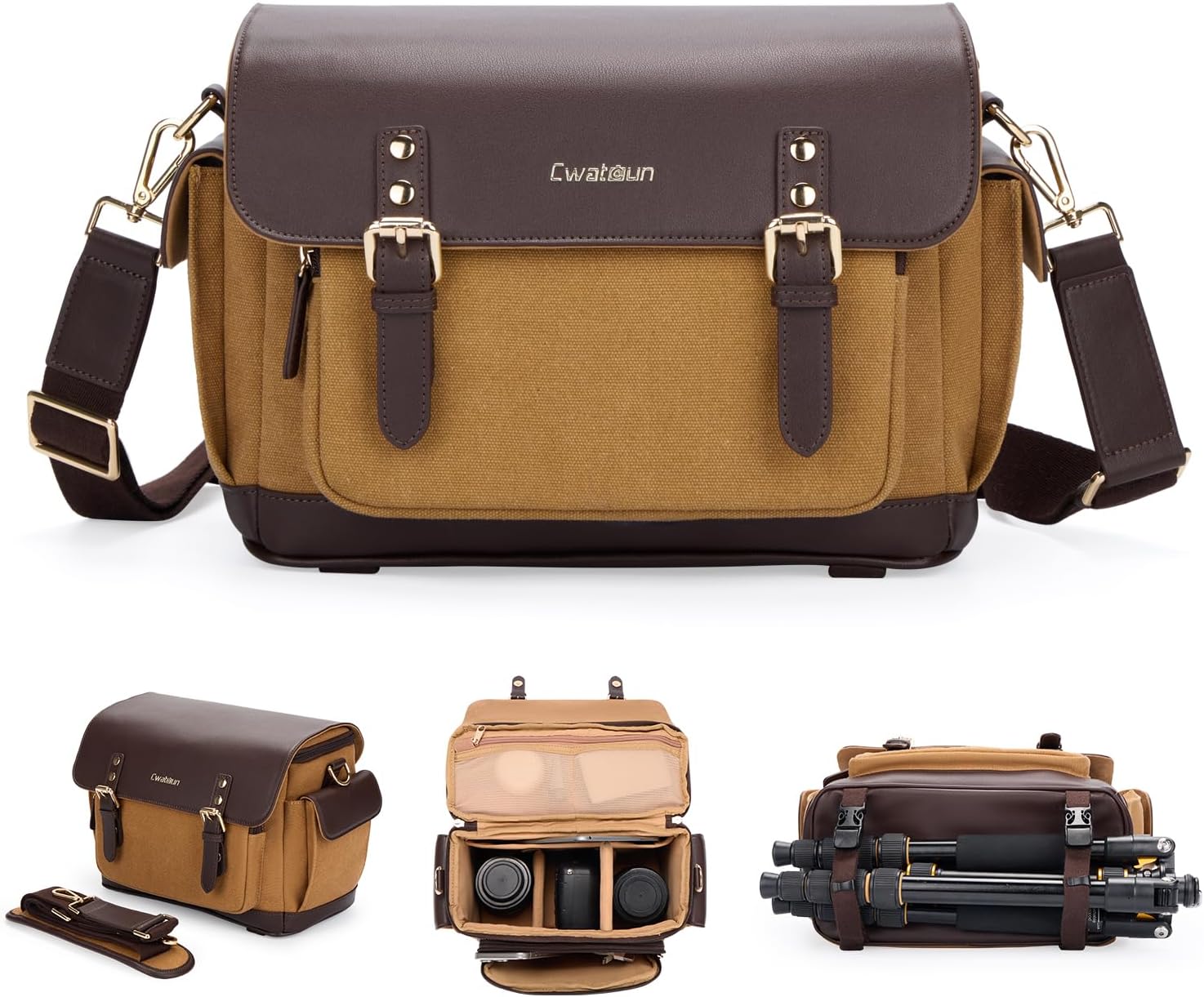 Cwatcun Vintage Leather Camera Bag: Stylishly Secure