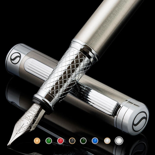Scriveiner Stainless Steel Fountain Pen - Luxury Writing Tool
