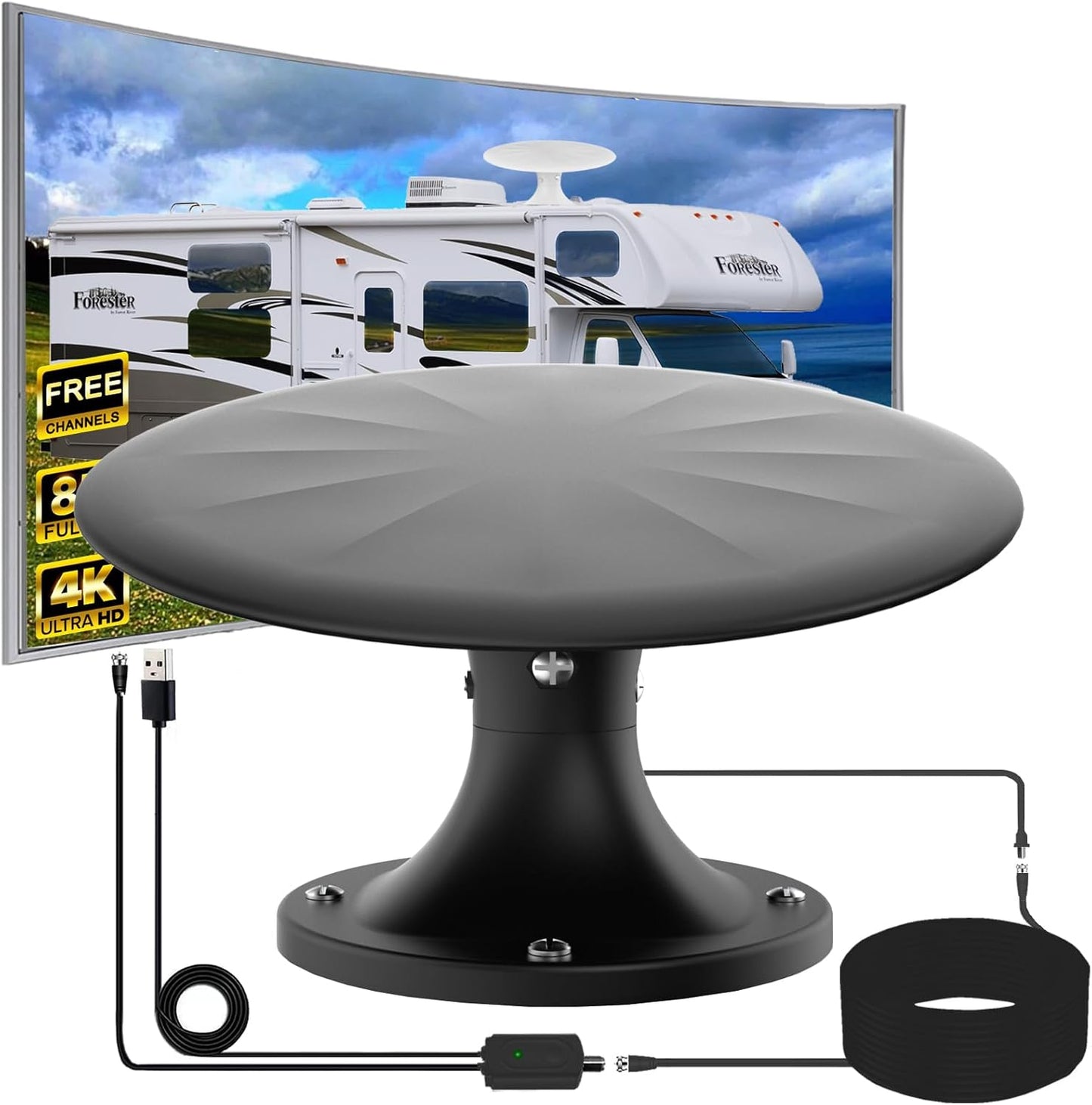 HD RV Antenna: 720 Mile Range Signal Booster