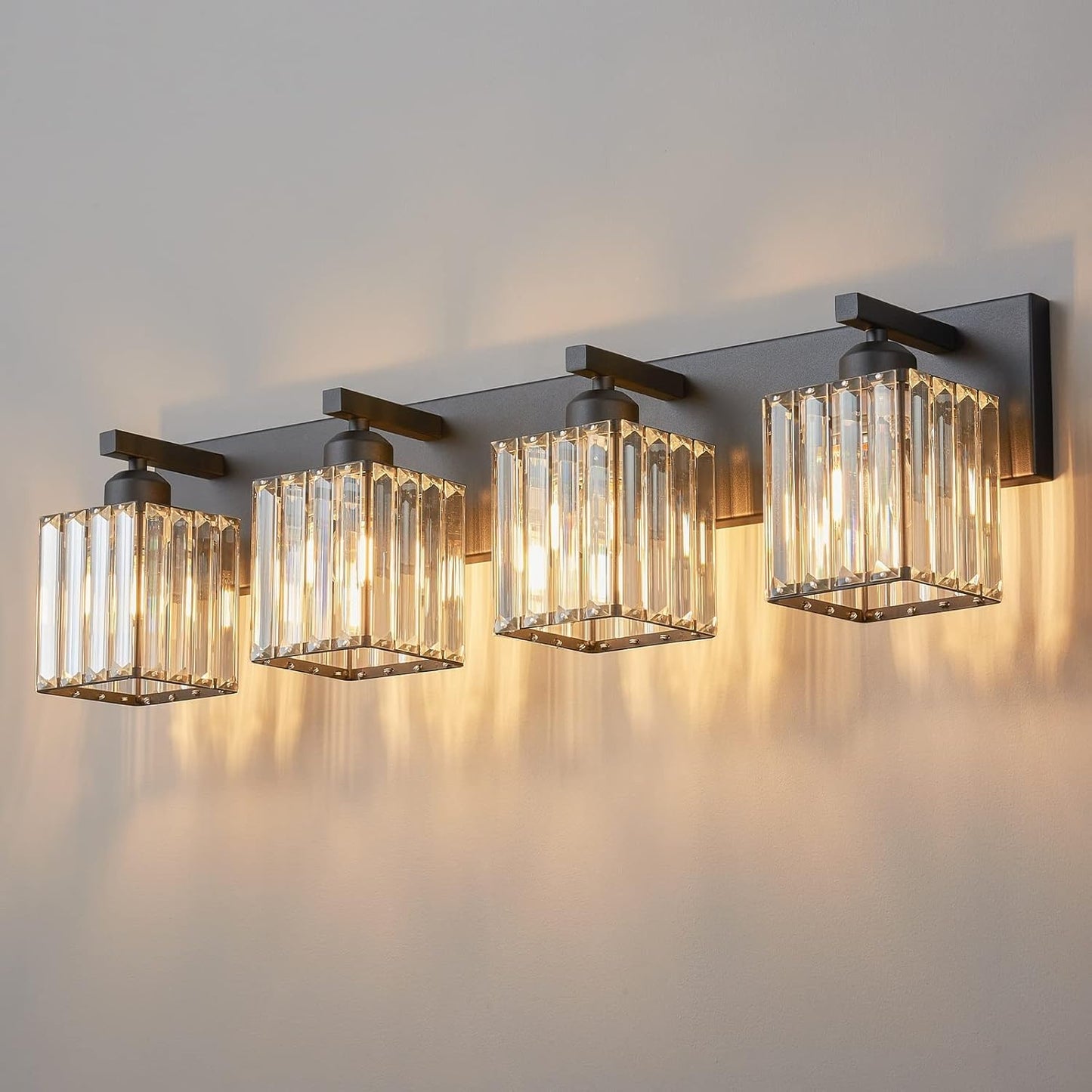 Modern 4-Light Black Crystal Bathroom Vanity Light Fixtures Review