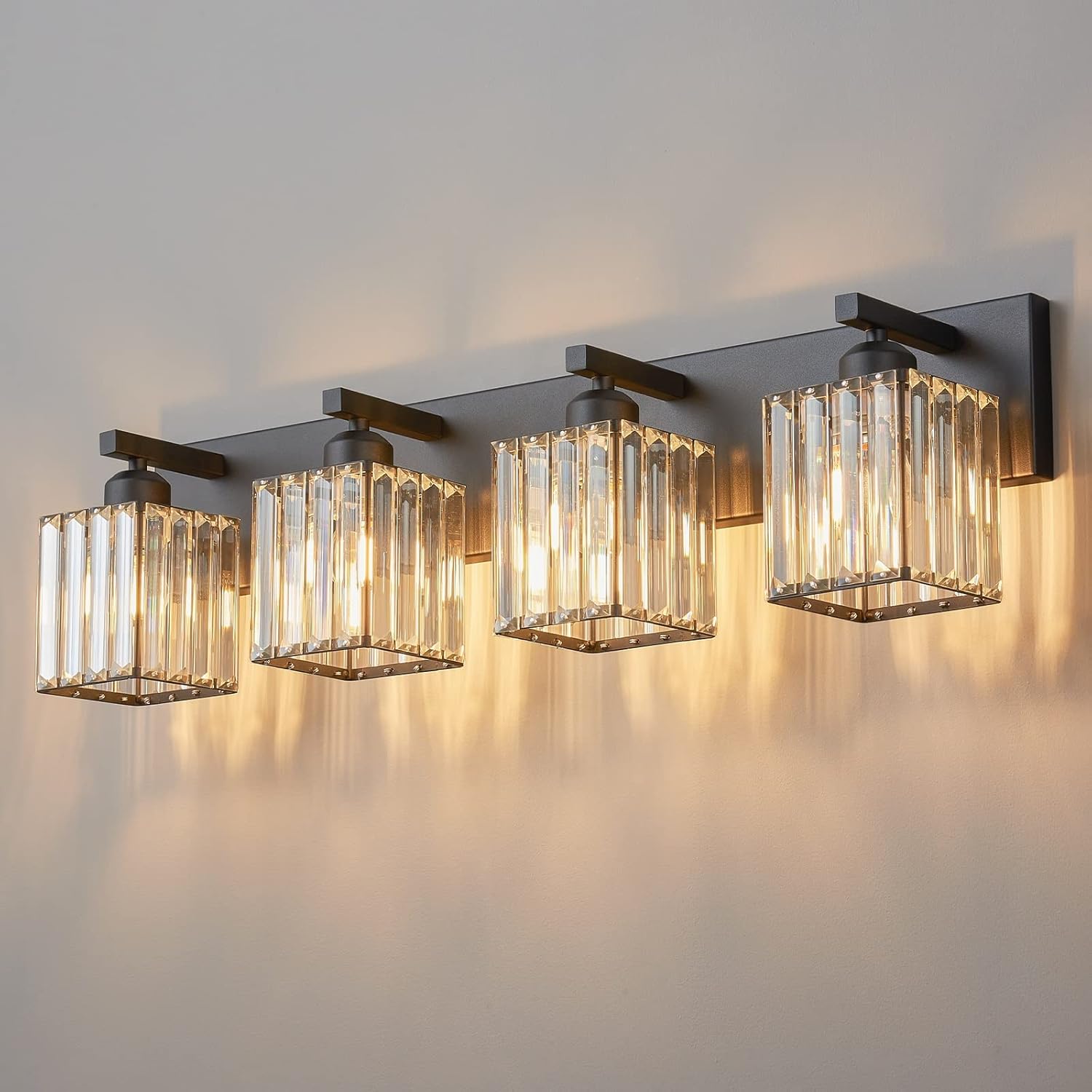 Modern 4-Light Black Crystal Bathroom Vanity Light Fixtures Review