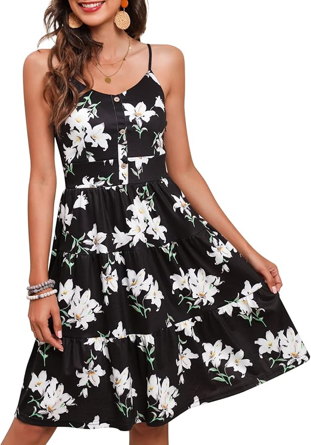 YATHON Sundresses for Women Casual Summer Beach Sleeveless Dress