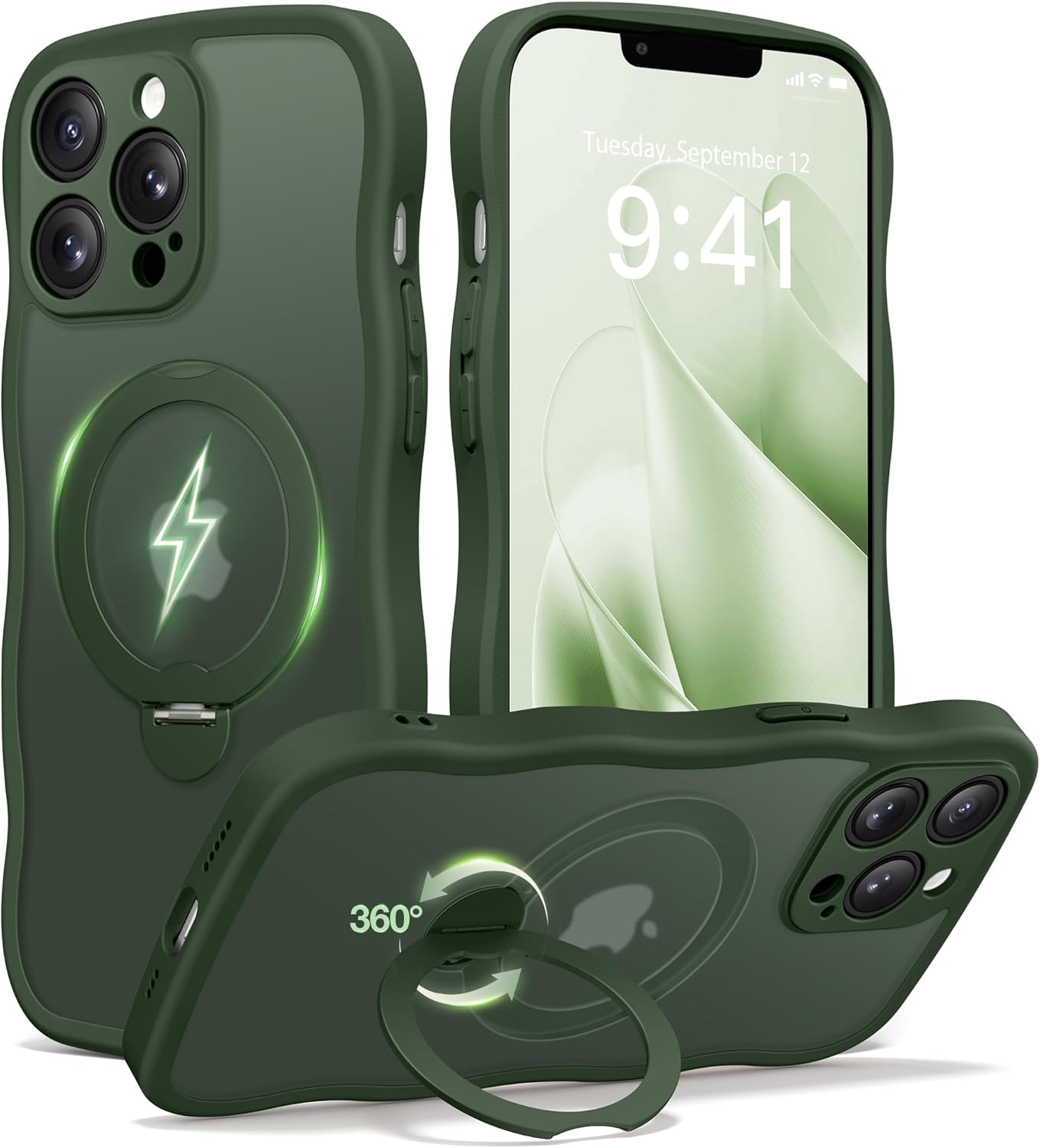 CAPRARO iPhone 13 Pro Max Case with 360 Spin Magnetic Stand
