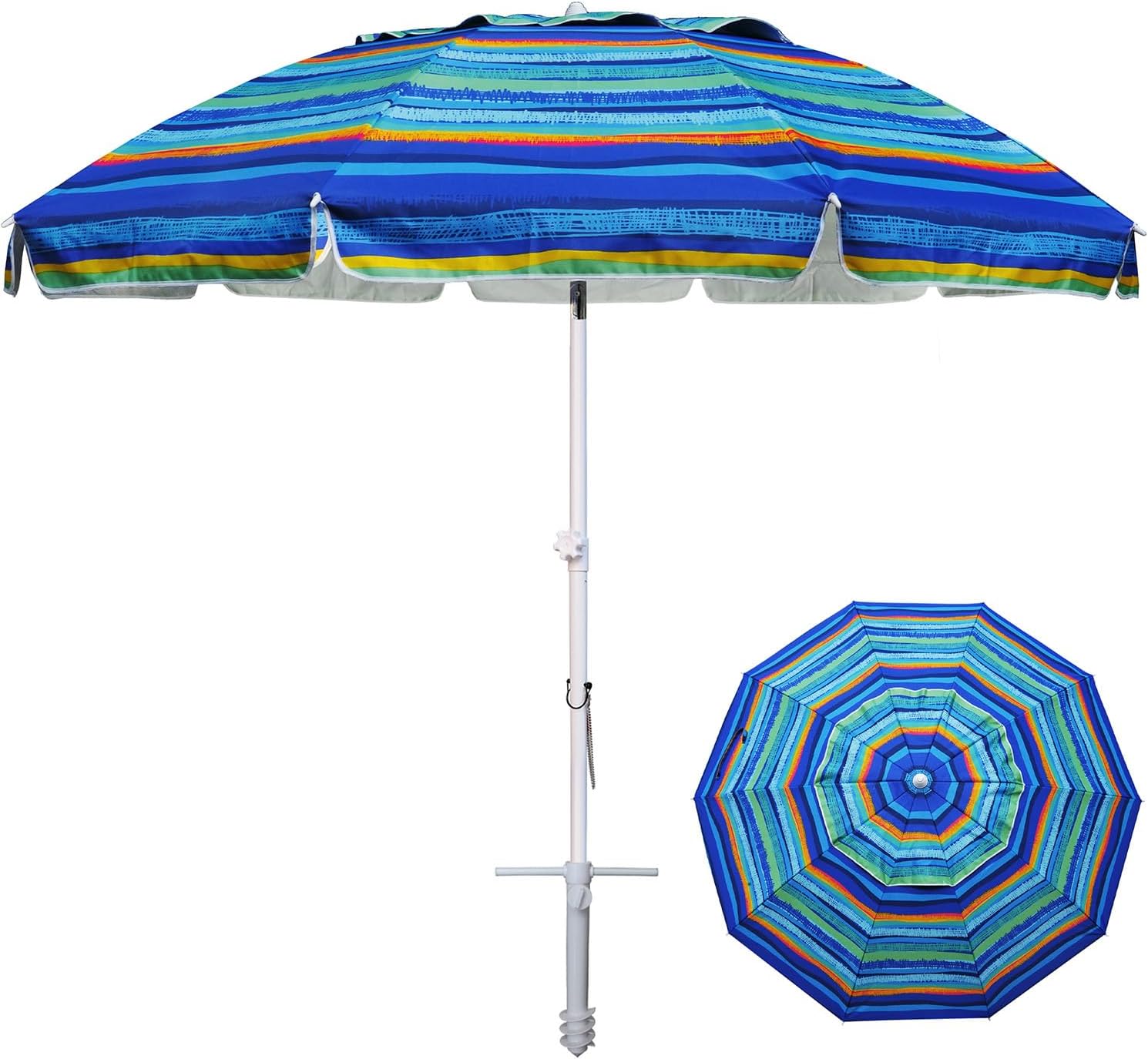 AMMSUN 8 Feet Large Beach Umbrella with UV 50+ Protection