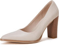 Pointed Toe Pumps Chunky Block High Heel Slip On - Dress & Party
