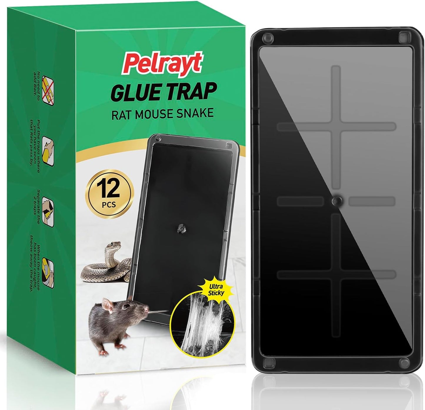 12 Pack Pelrayt Glue Traps - Home Pest Control