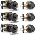 3 Pack Keyed Alike Front Door Knob and Deadbolt Set - Matte Black