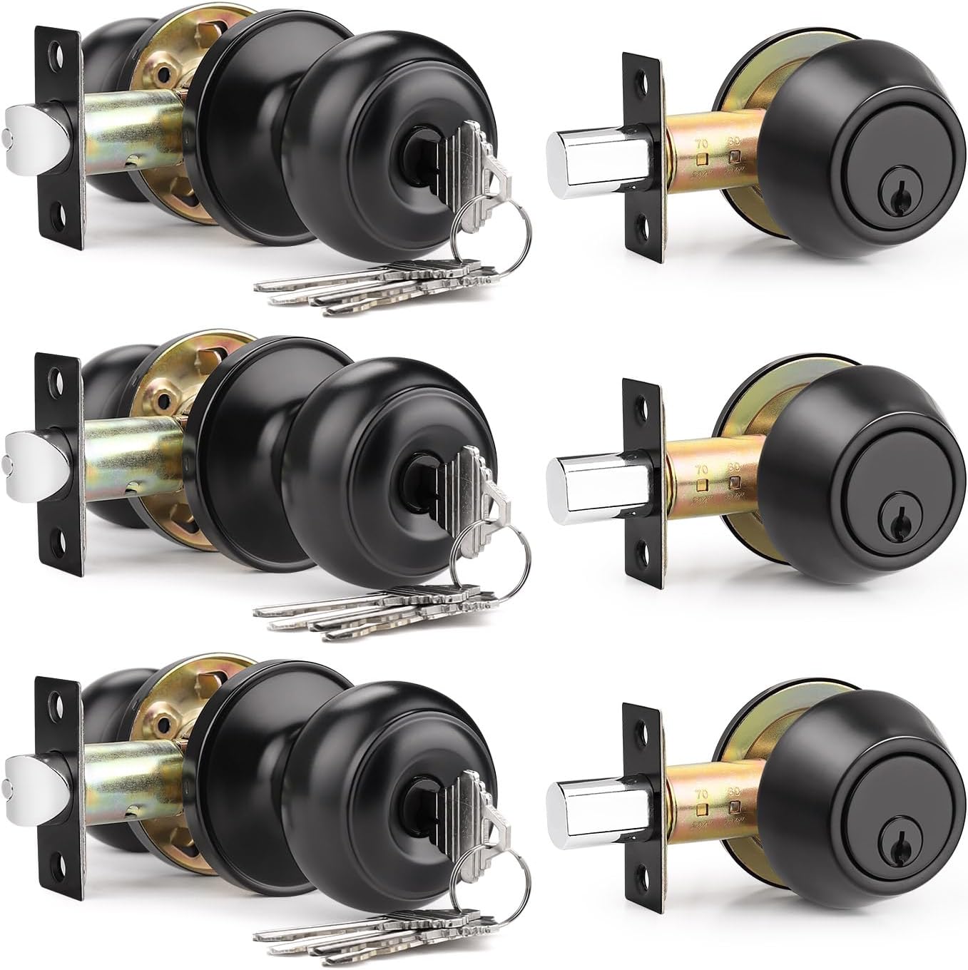 Keyed Alike Front Door Knob and Deadbolt Set for Security