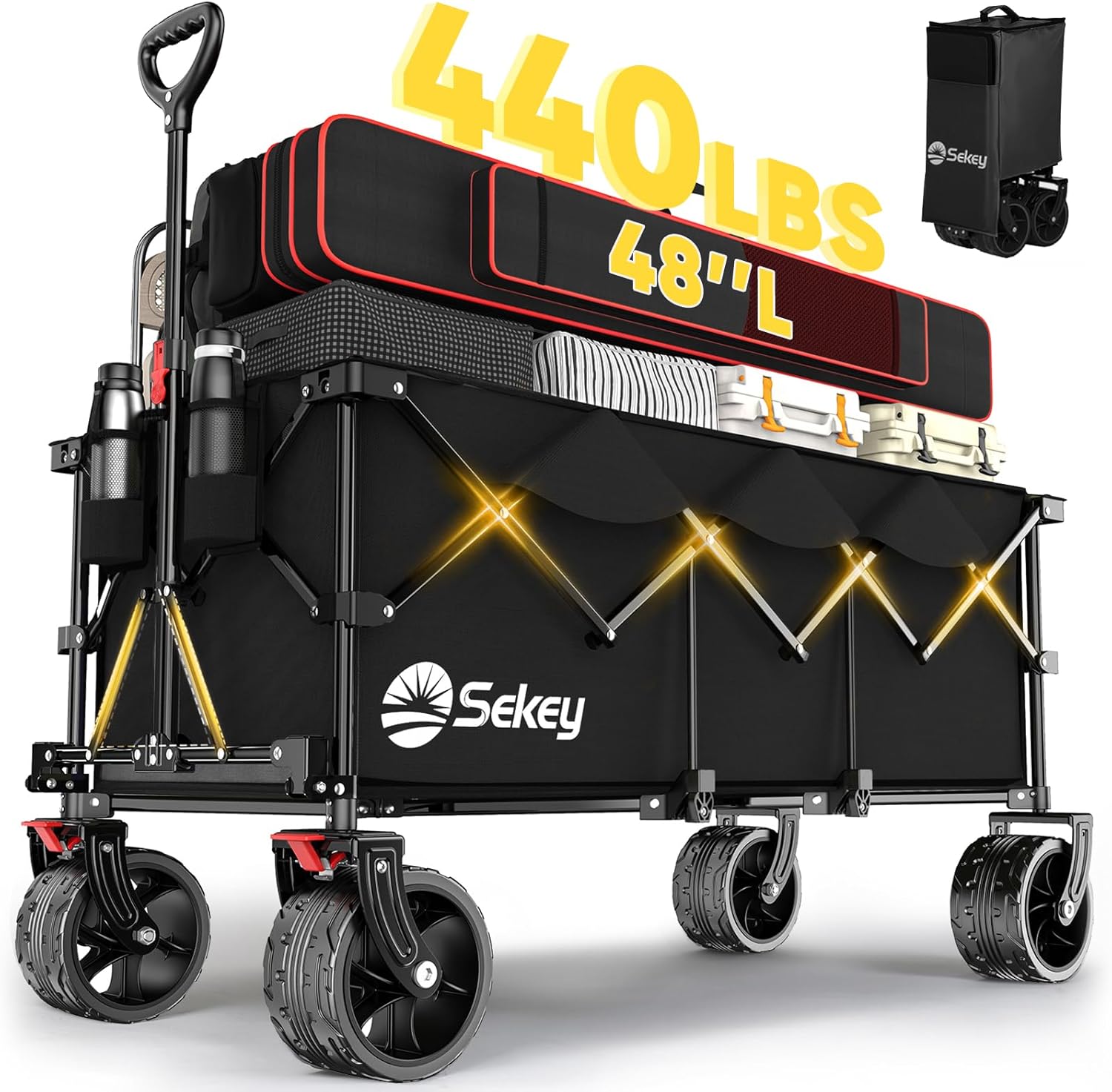 Sekey 48ft'L Collapsible Wagon with 440lbs Capacity for All-Terrain