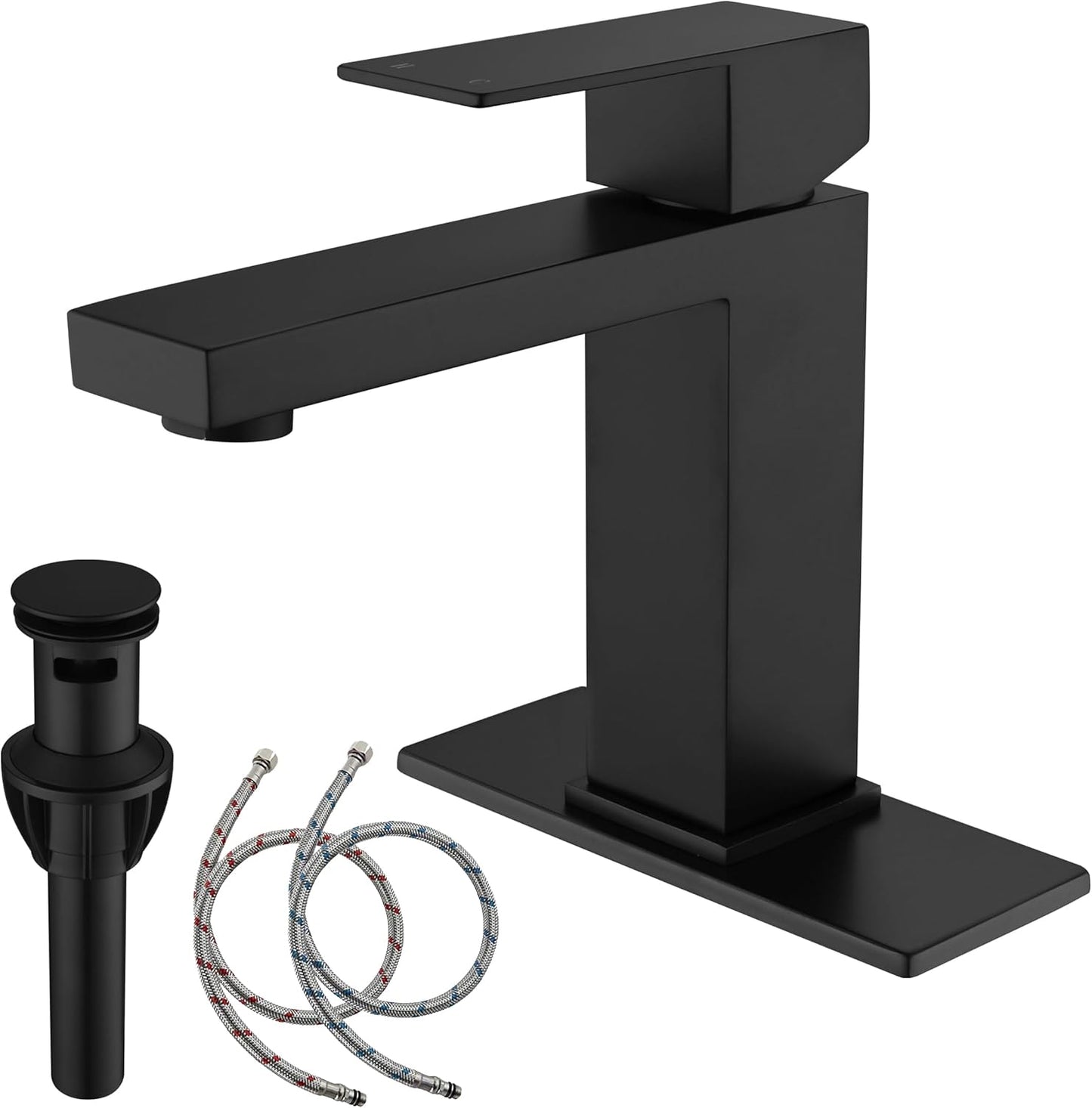 Black Faucet Bathroom with Pop Up Drain and Easy Installation