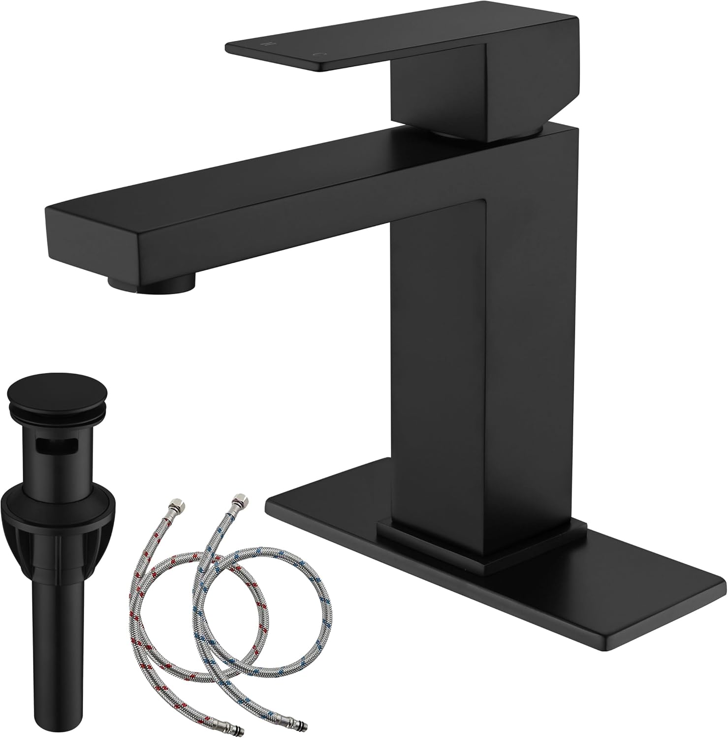 Black Faucet Bathroom with Pop Up Drain and Easy Installation