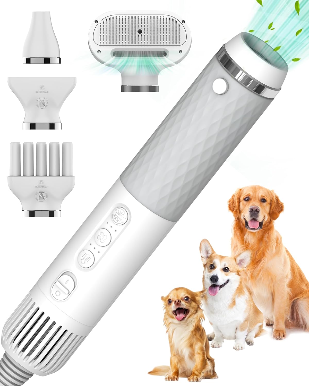 Silent Pet Hair Dryer - Intelligent Temp Control, Portable Blower