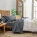 BESTOUCH Washed Cotton Linen Feel Sheet Set Queen - Super Soft Comfort