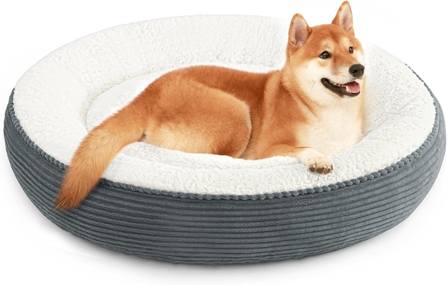 Round Donut Cat and Dog Cushion Bed for Medium or Large Pets