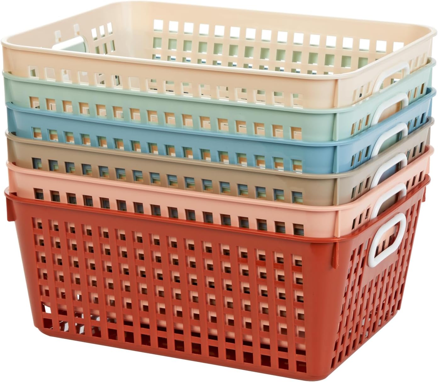Really Good Stuff Large Boho Basket Set - 6 Colorful Bins