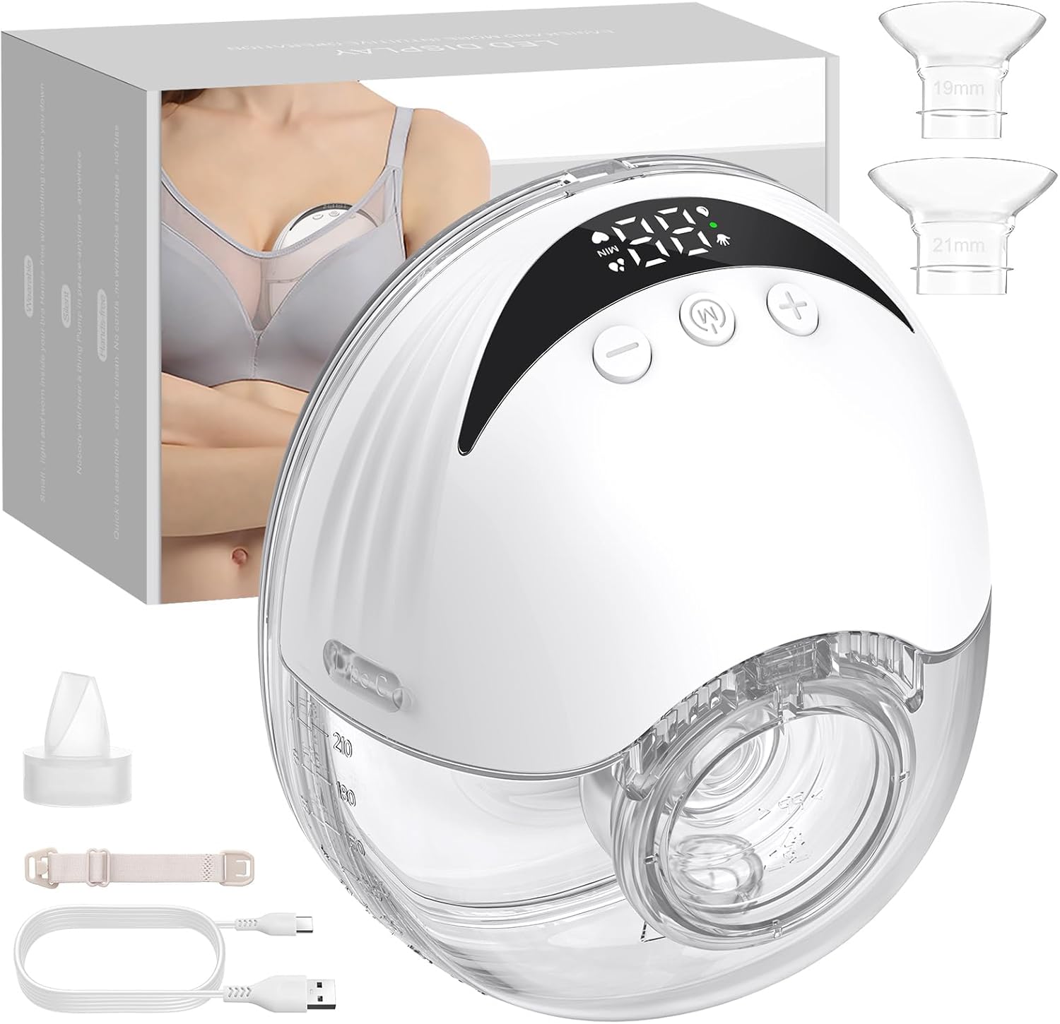 Hands Free Breast Pump - Portable Electric Breast Pump with 4 Modes