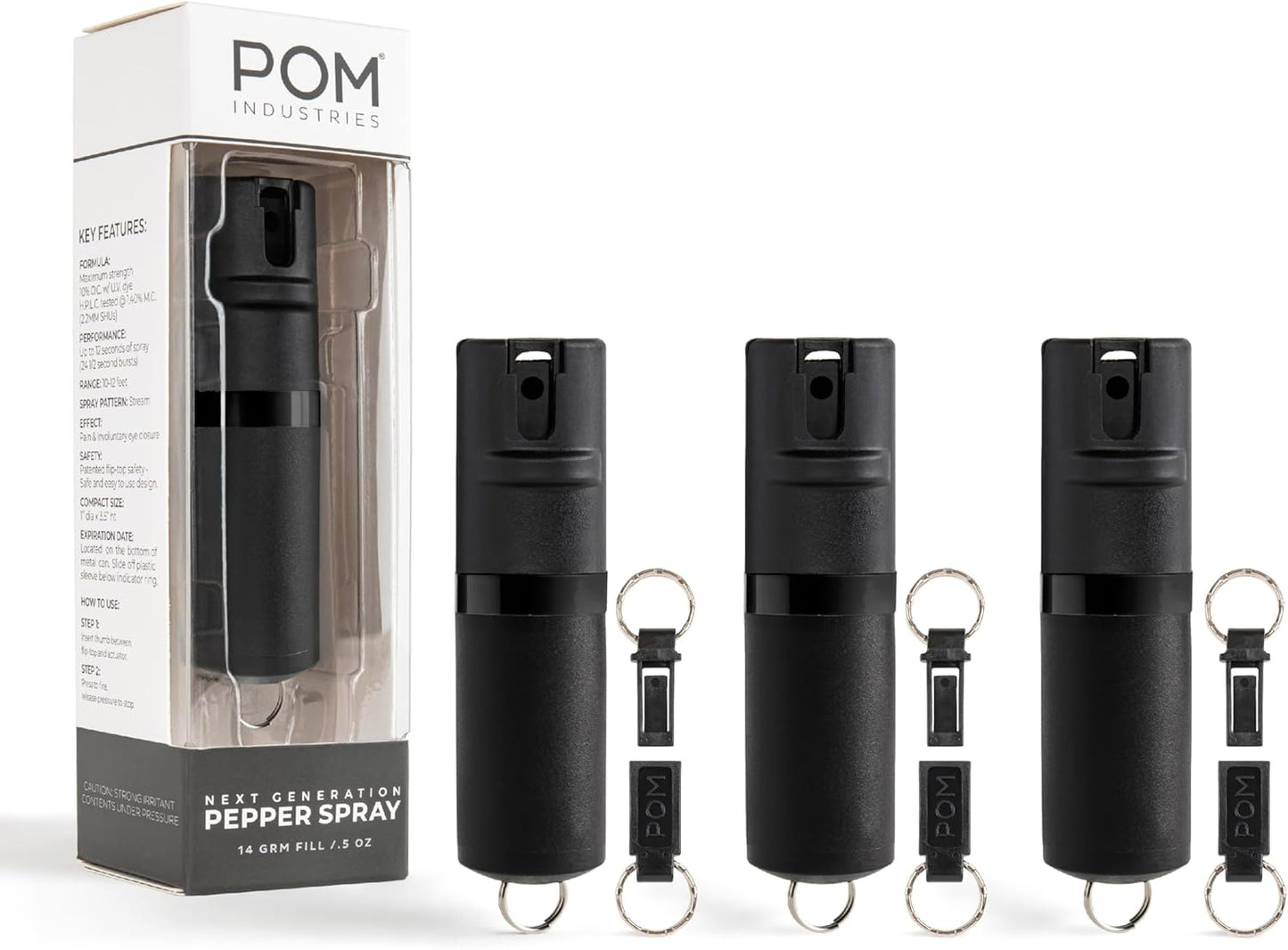 POM Pepper Spray Keychain with Quick Key Release for Safety
