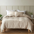 French Linen Duvet Cover Set 78 in x 86 in - Breathable Washed Linen