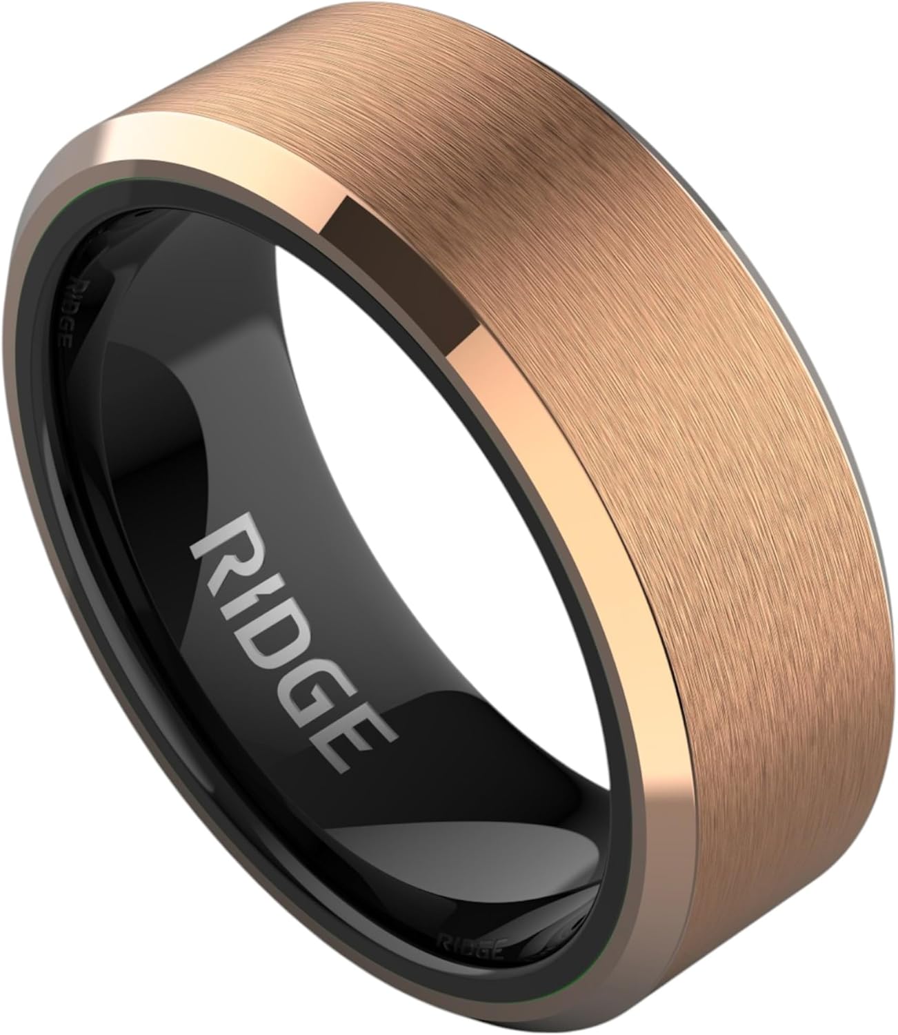 Ridge Tungsten Rings for Men - Durable Beveled Wedding Band
