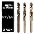 47/64 in Cobalt Drill Bits 3 Pack - Durable M35, 6 in Length