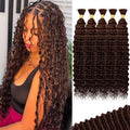 12A #4 Chocolate Brown Human Braiding Hair for Boho Braids - 18in