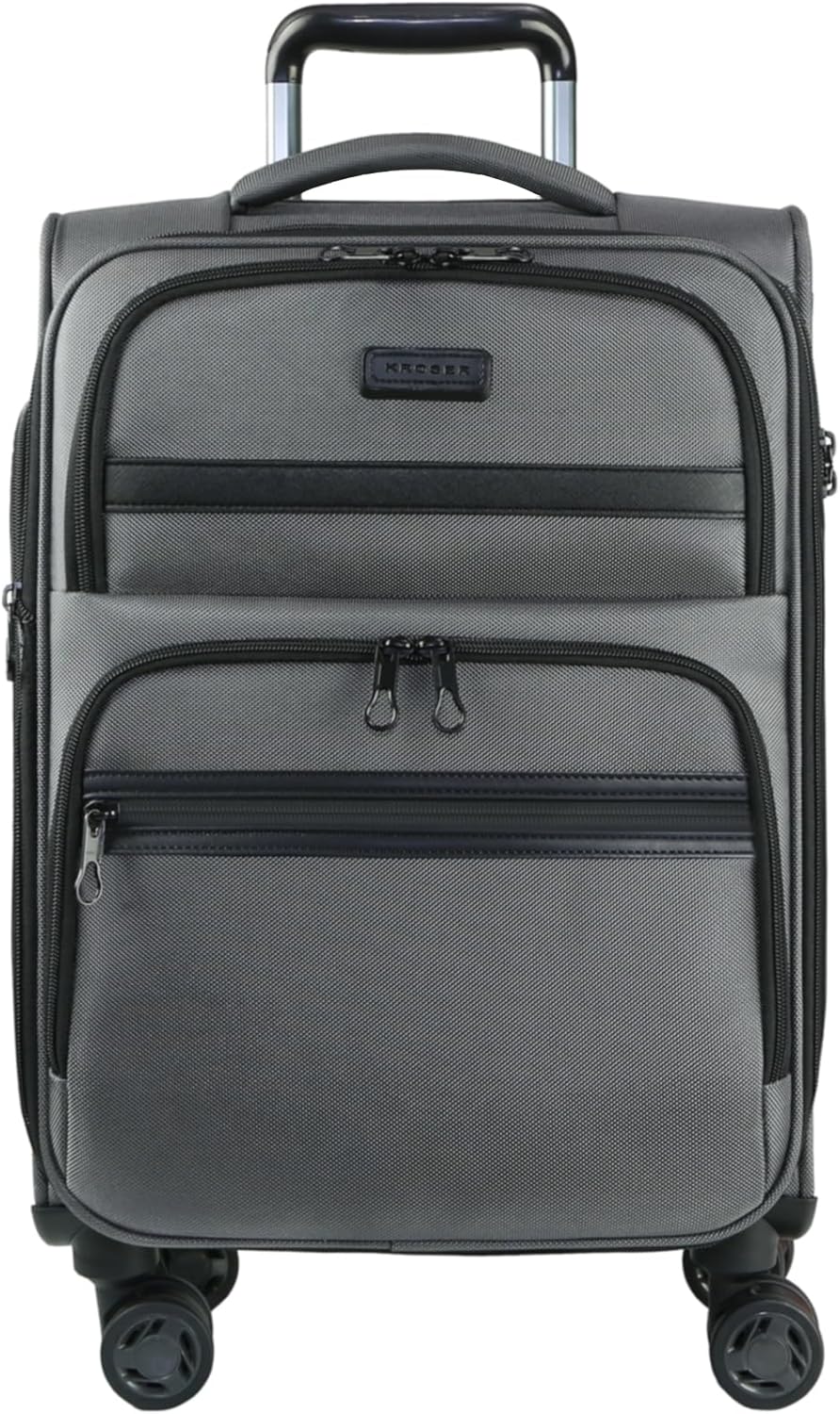 KROSER Softside Expandable Carry On Luggage with USB Port