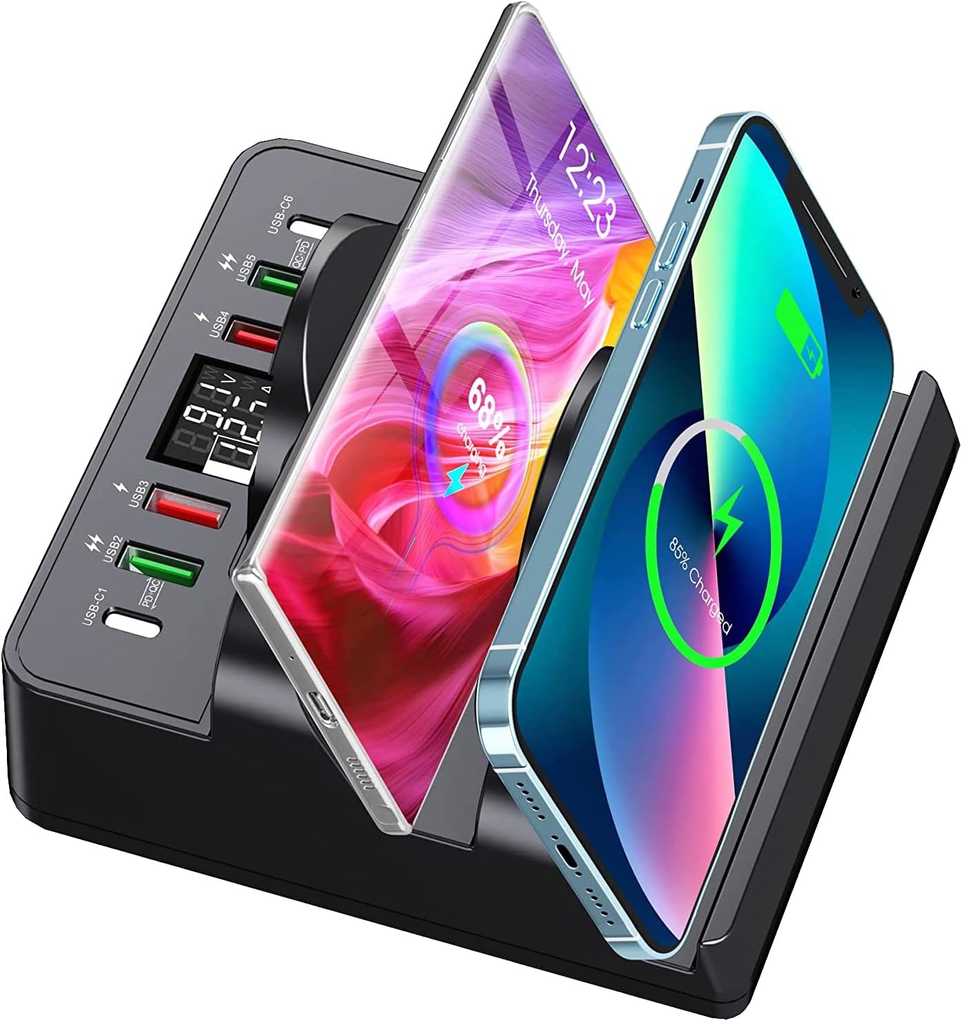 8 in 1 Wireless Charging Station with 6 USB Ports for All Devices