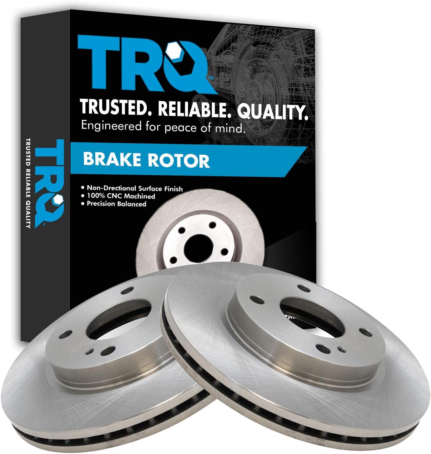 TRQ Front Brake Rotors Set Vented for 2011-2019 Ford Fiesta