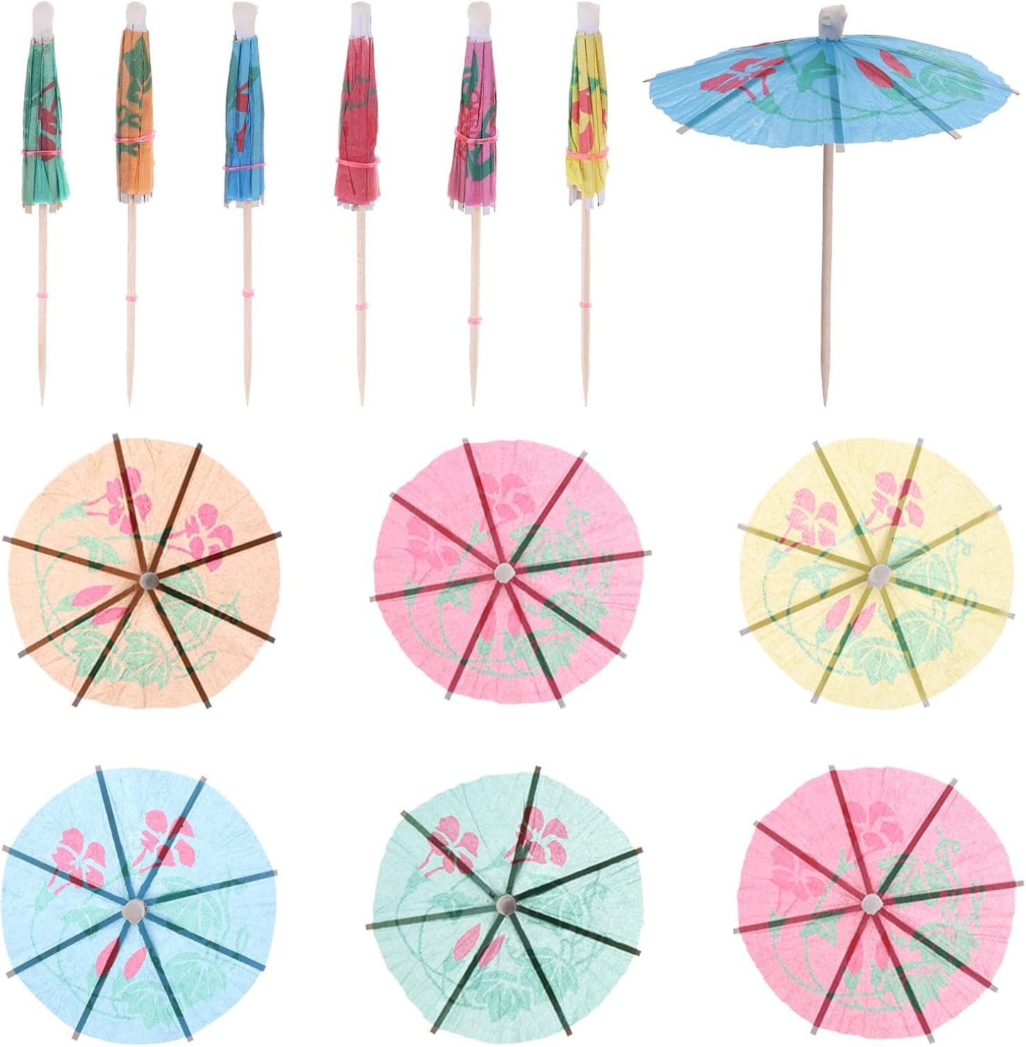 Colorful Mini Drink Umbrellas 50 Pcs - Beach Party Decor