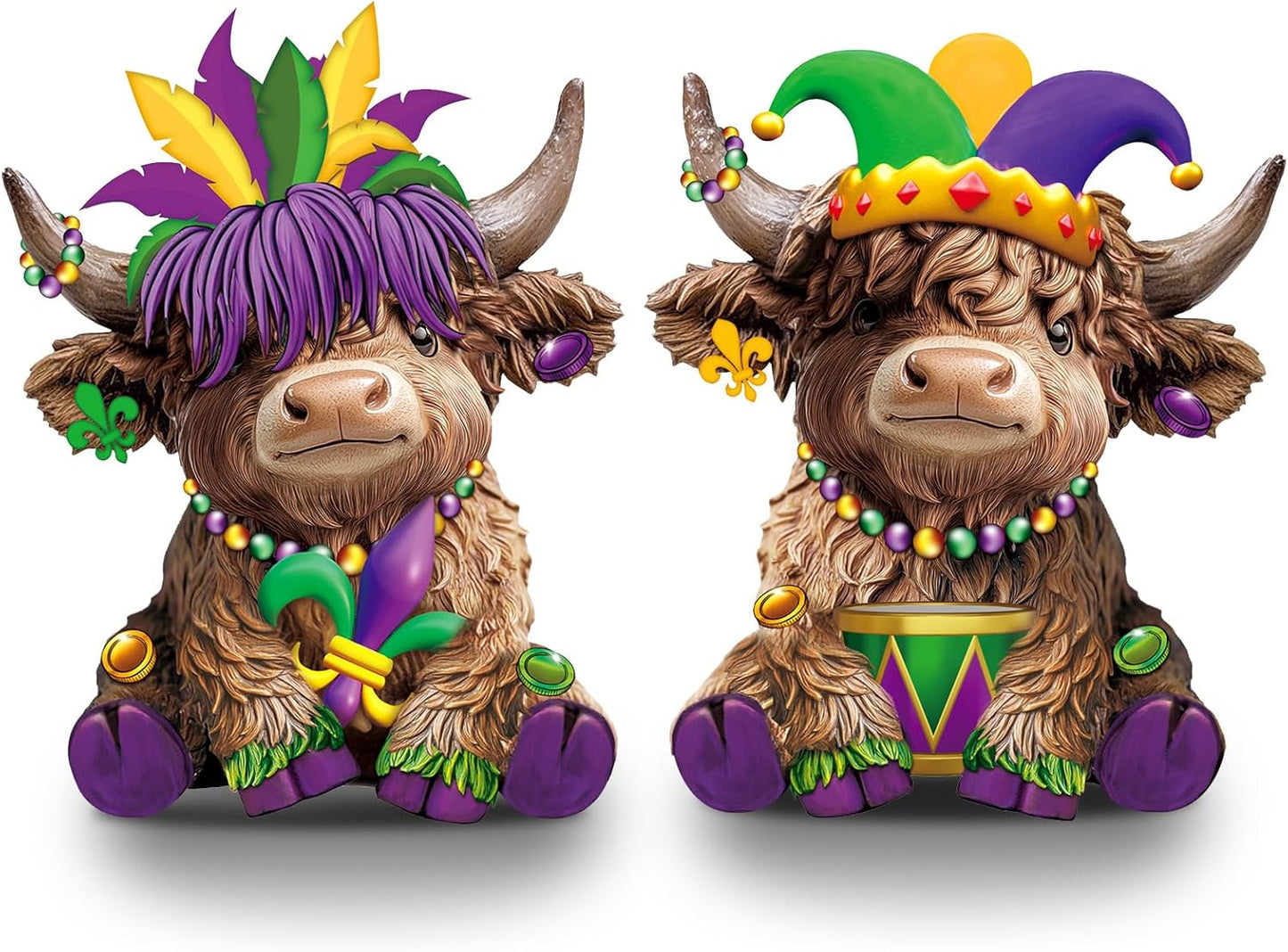 Highland Cow Figurines Set for Home and Garden Decor