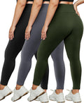 Plus Size Leggings for Women 3 Pack - High Waist Stretchy Soft Pants