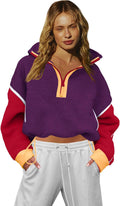Half Zip Sherpa Sweatshirt Women Oversized Cropped Fleece - Cozy Fit
