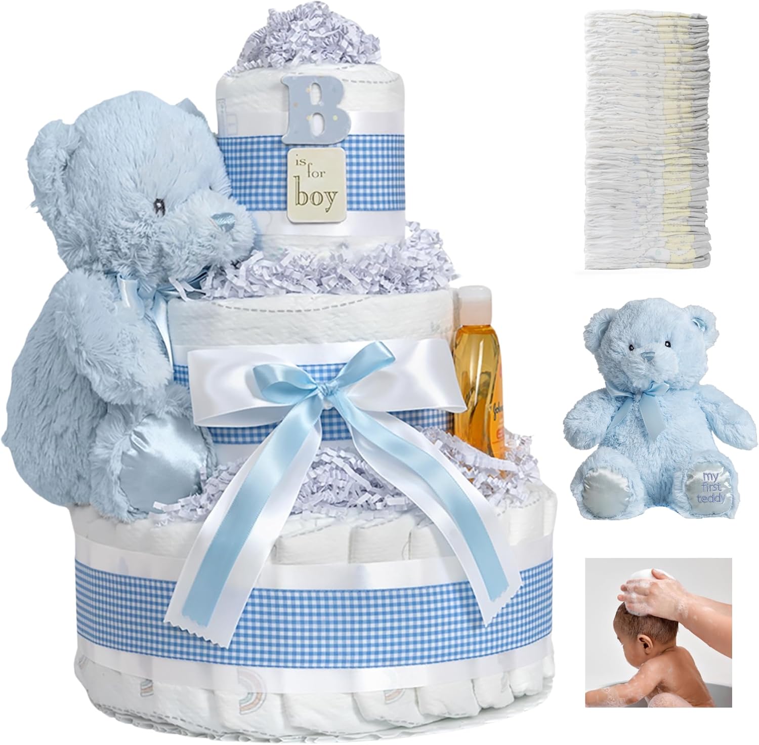 Lil' Baby Cakes Blue Boy Diaper Cake - Adorable Baby Gift