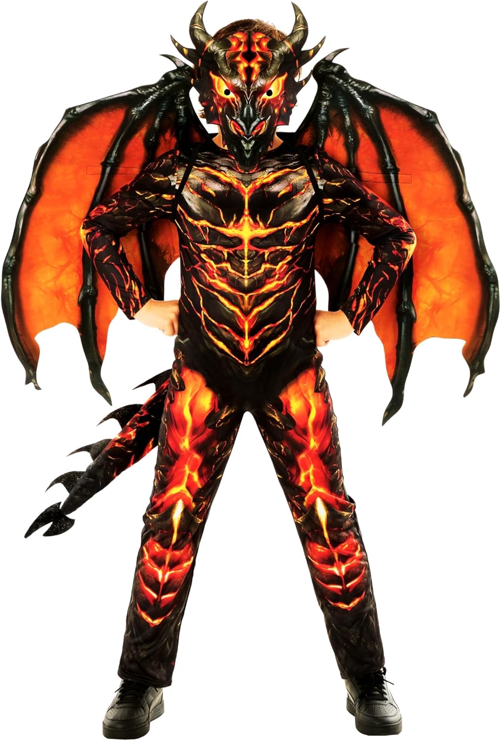 Kids Lava Dragon Costume with Wings for Halloween Fun