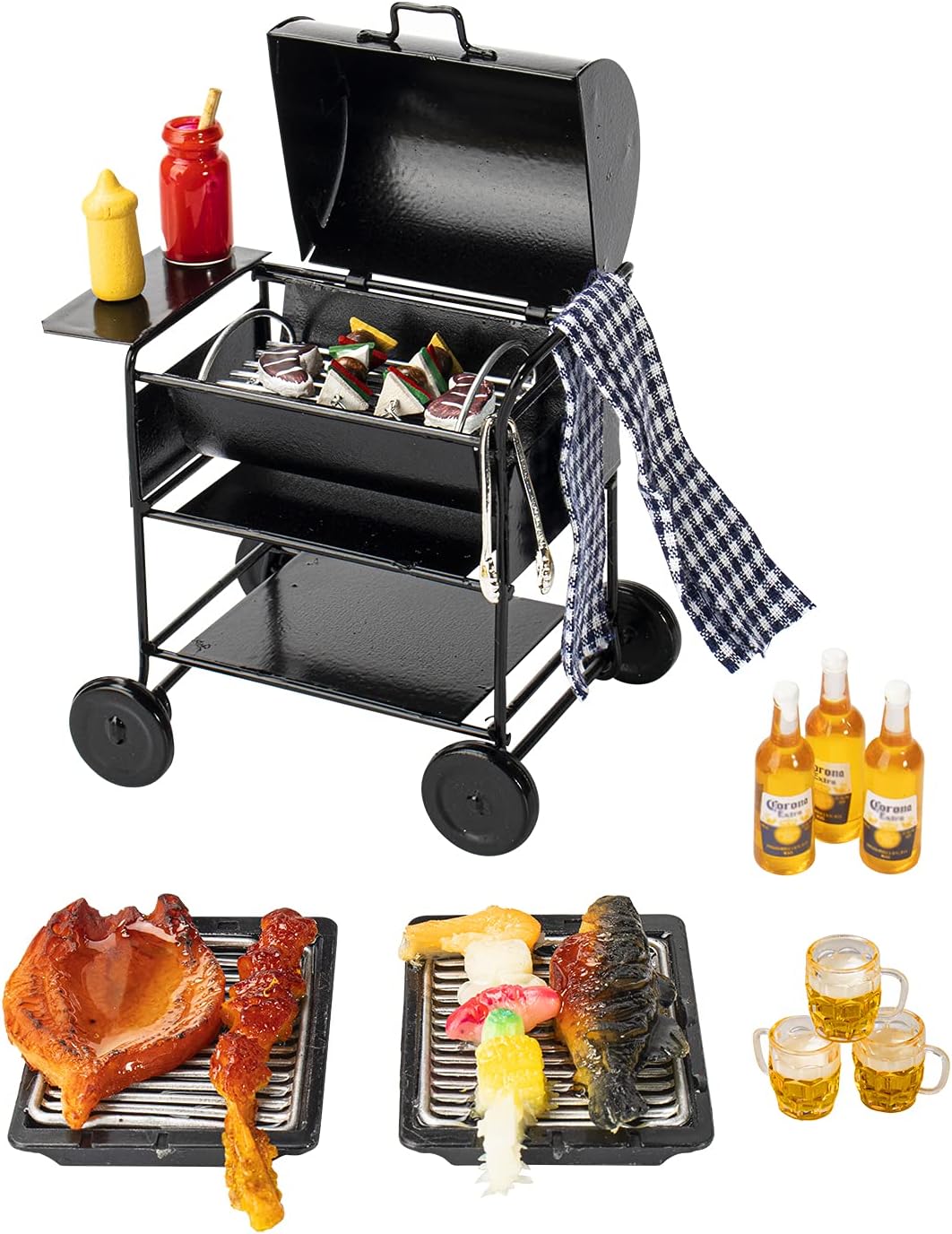 Miniature BBQ Grill Figurine - Realistic Kitchen Accessory
