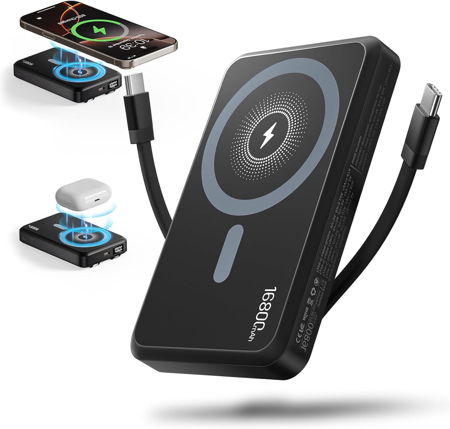 16800mAh Magnetic Wireless Power Bank - Stay Fully Charged On-The-Go!