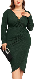 Ruched Plus Size Glitter Dress for Fashionable Party Wear