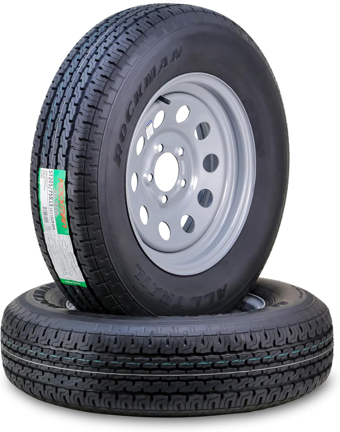 ROCKMAN Trailer Tire Wheel Assembly ST205/75R15 for Safety